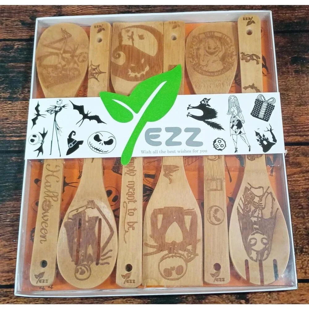 Yezz Halloween Themed Wooden Cooking Utensil Set -‎ 6 Pieces